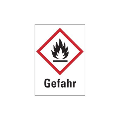 Gefahrstoffetiketten - Flamme (GHS02) & Signalwort "Gefahr"
