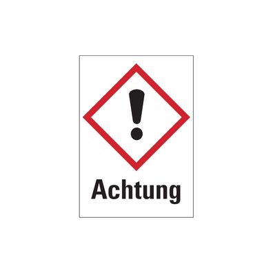 Gefahrstoffetikett, Ausrufezeichensymbol (GHS07), Signalwort "Achtung"