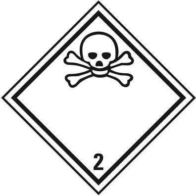 Gefahrgutzettel Kl.2.3 Giftige Gase, Folie, seewasserb., 100/ Rol