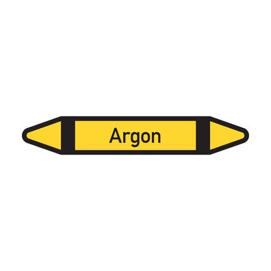 RKZ-Etikett Argon, DIN 2403, gelb/ schwarz/ schwarz, für 5/ Bog