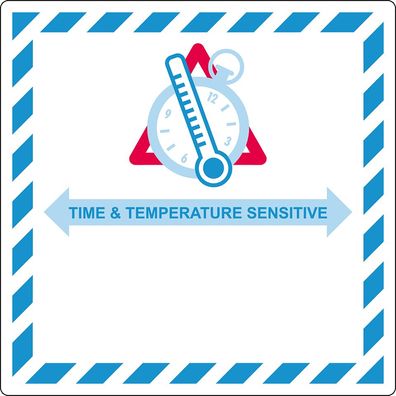 Verp. kennz. Time And Temperature..., IATA, Haftpapier, permanent, 2/ Bo