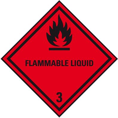 VerPackskennz. Kl. 3 - Flammable Liquid, Folie, seew.,100x100mm, 500/ Rol