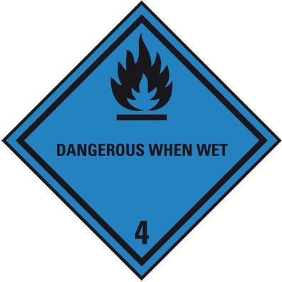 Verpackungskennz. Klasse 4.3, Dangerous When Wet, Folie, seewasserb.