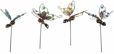 Zauberhafter Gartenstecker Schmetterling - Libelle