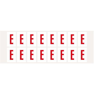 Buchstabe E, weiß/ rot, Folie, Schrifthöhe 25mm, 320 Stück/ Pack