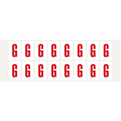 Buchstabe G, weiß/ rot, Folie, Schrifthöhe 25mm, 320 Stück/ Pack
