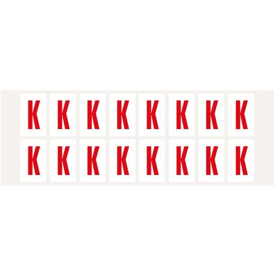 Buchstabe K, weiß/ rot, Folie, Schrifthöhe 25mm, 320 Stück/ Pack