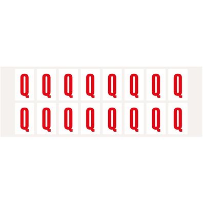 Buchstabe Q, weiß/ rot, Folie, Schrifthöhe 25mm, 320 Stück/ Pack