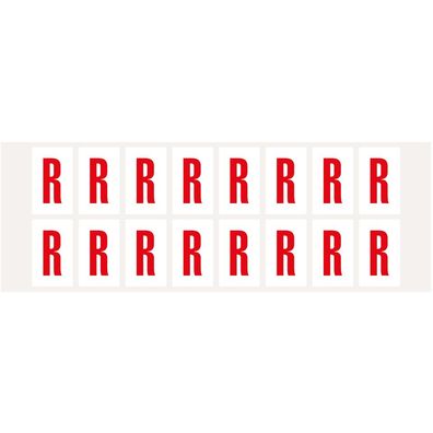 Buchstabe R, weiß/ rot, Folie, Schrifthöhe 25mm, 320 Stück/ Pack