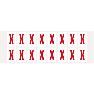 Buchstabe X, weiß/ rot, Folie, Schrifthöhe 25mm, 320 Stück/ Pack