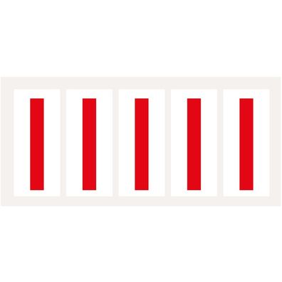 Buchstabe I, weiß/ rot, Folie, Schrifthöhe 75mm, 100 Stück/ Pack