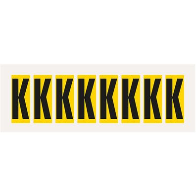 Buchstabe K, gelb/ schw, Folie, Schrifthöhe 50mm, 160 Stück/ Pack