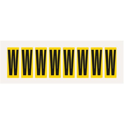 Buchstabe W, gelb/ schw, Folie, Schrifthöhe 50mm, 160 Stück/ Pack