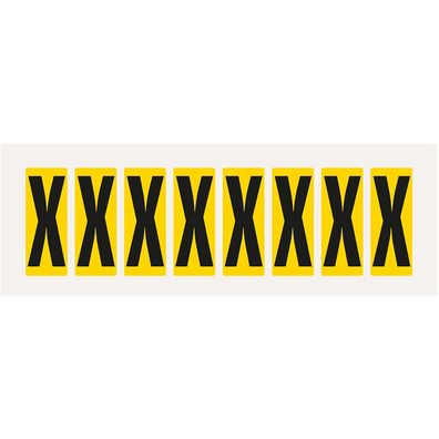 Buchstabe X, gelb/ schw, Folie, Schrifthöhe 50mm, 160 Stück/ Pack