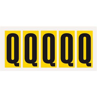 Buchstabe Q, gelb/ schw, Folie, Schrifthöhe 75mm, 100 Stück/ Pack