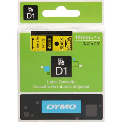 DYMO-Schriftbandkassette, Schrift: schw, Grund: gelb, Breite 19mm, 7m