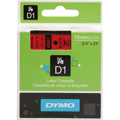 DYMO-Schriftbandkassette, Schrift: schw, Grund: rot, Breite 19mm, 7m