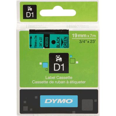 DYMO-Schriftbandkassette, Schrift: schw, Grund: grün, Breite 19mm, 7m