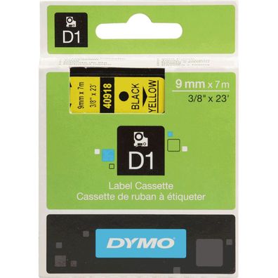 DYMO Schriftbandkassette, Schrift: schw, Grund: gelb, Breite 9mm, 7m