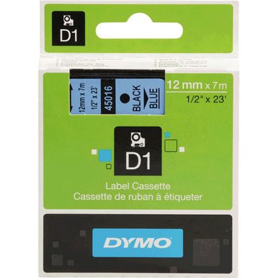 DYMO Schriftbandkassette, Schrift: schw, Grund: blau, Breite 12mm, 7m