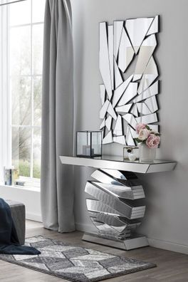 Konsolentisch 119 x 35,5 cm MDF mit Spiegelglas im futuristischen Design