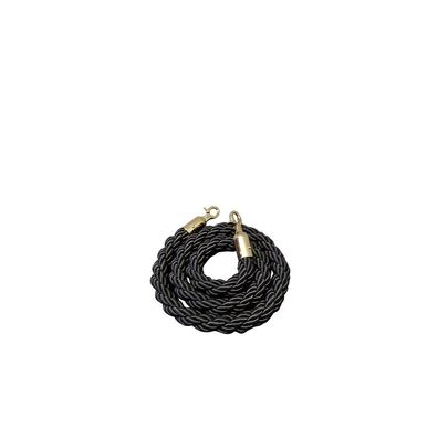 Crowd control rope, Black. - Gold fixing