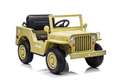 Kinder Elektroauto Jeep 4x4 ALLRAD Khaki LED + Audio + FB