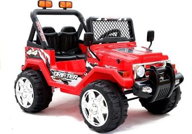 Kinder Elektroauto JEEP Raptor zwei Motoren + LED + Audio + FB rot
