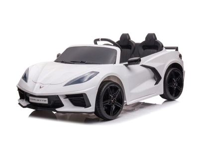 Kinder Elektroauto Corvette 12v, 2-Sitzer, Zwei Motoren + LED + Audio weiss