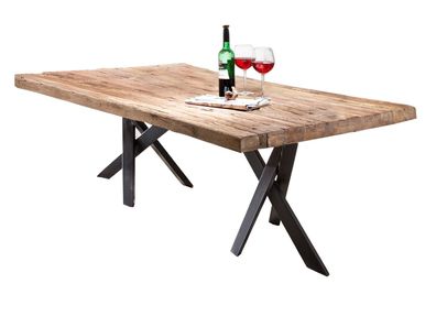 Tisch Tables & Co. Teak und Metall 220 x 100 x 74 cm Schwarz
