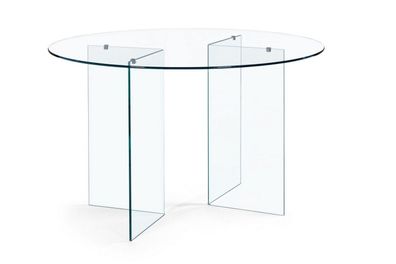 Esstisch Iride Ø180x75cm Beine und Tischplatte aus gehärtetem Glas Transparent