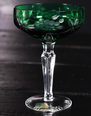 Lausitzer Glaswerke Sektschale Römer Bleikristall 14,8 cm Überfang Grün #O