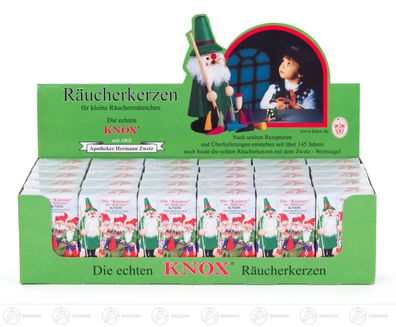 Verkaufsdisplay KNOX Mini-Räucherkerzen Bunte Mischung, 30 Schachteln à 24 Stück