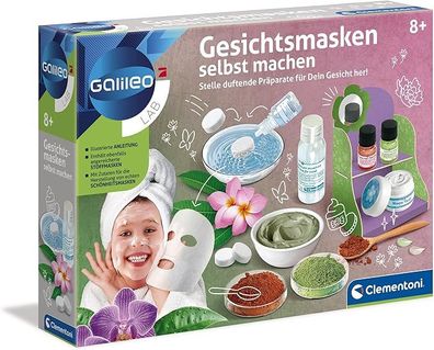 Clementoni 59248 Galileo Lab Gesichtsmasken Beauty Set DIY Tuchmasken Kosmetik