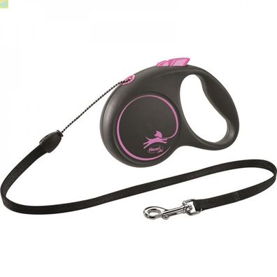 flexi Seil-Leine Black Design - Farbe: pink - Größe: S 5 m