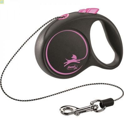 flexi Seil-Leine Black Design - Farbe: pink - Größe: XS 3 m