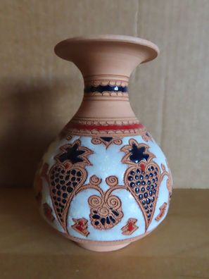 Reiseandenken kleine Vase Keramik mit Muster Handmade in Rhodes By Bonis