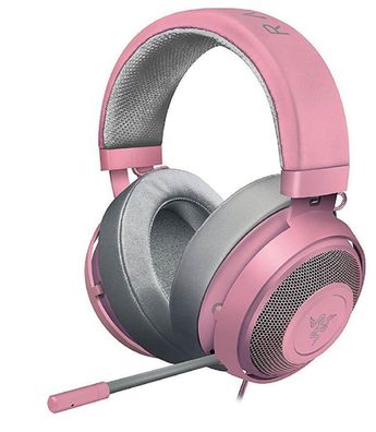 Razer Kraken kabelgebundene Gaming Kopfhörer mit Mikrofon Quarz Pink-Silber