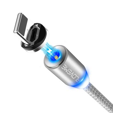 Floveme iPhone LED Ladekabel & Magnet Plug für iPhone silber
