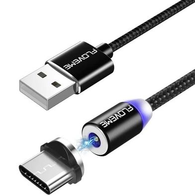 Floveme USB zu USB-C Magnet Ladekabel 1m silber, schwarz, gold mit Plug