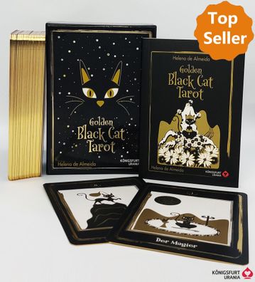 Golden Black Cat Tarot - Hochwertige St?lpdeckelschachtel mit Goldfolie, He ...
