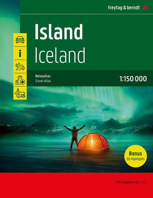 Island Reiseatlas, Autoatlas 1:150.000, Spiralbindung, freytag & berndt, Fr ...
