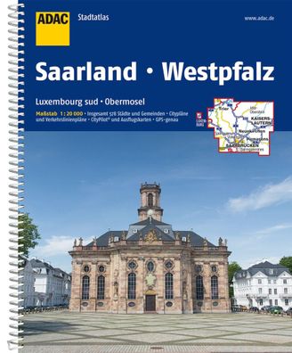 ADAC Stadtatlas Saarland, Westpfalz 1:20 000 mit Luxemburg Sud, Obermosel,