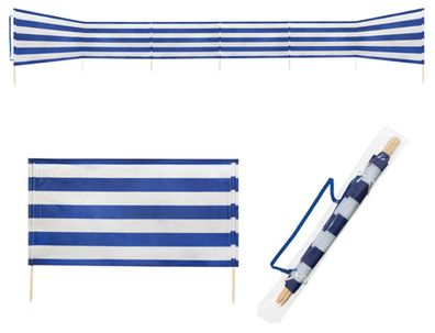 Idena - Windschutz in Blau-Weiß, mit Tragegurt und Fixierungsbändern, für Strand