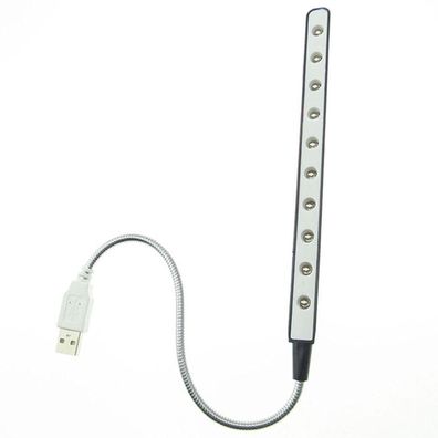 LED-Leselampe: 10 LED, USB, Mobil, Energiesparend, Kein Batteriebedarf. Für Computer