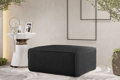 Polsterhocker Designerhocker CELES Premium 85x85 cm Stoff Ascot Bukla Schwarz