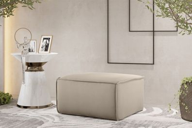 Polsterhocker Designerhocker CELES Premium 65x65 cm Stoff Opera Velvet Beige