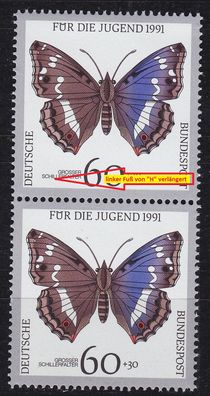 Germany BUND [1991] MiNr 1514 F07 2er ( * */ mnh ) [01] Schmetterlinge Plattenfehler