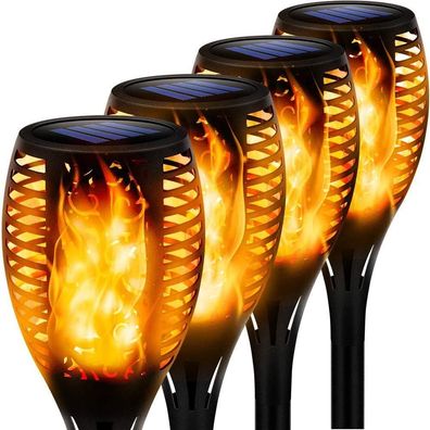 70cm IP65 Wasserfeste Solar Flammen Lampe für Gartenpfade, 4 Stück