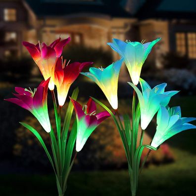 Solarlampen für Garten (8 Stk.), Lily Fleur LED-Wechsler, für Terrasse und Garten